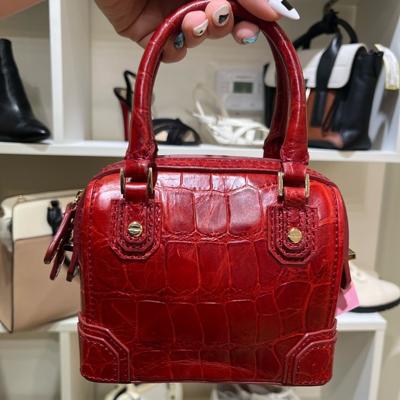 Alice + Olivia Handbags - Alice + Olivia Mini Red Crocodile-Embossed Handbag